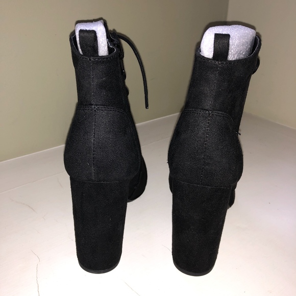 Black lace up 4" healed booties - Picture 2 of 4